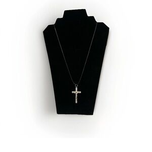 Crucifix Pendant Cross On Black Leather Cord. Religious Pendants. Christianity.